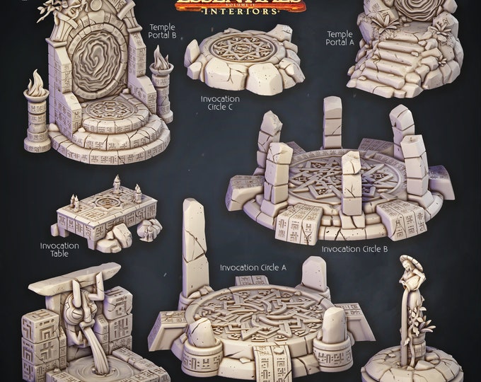 Temple Set Portals, Circles and Fountains -Cast and Play Interiors