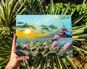 Japan Temple Oil Painting: Nachi Falls Seigantoji, Landscape Wall