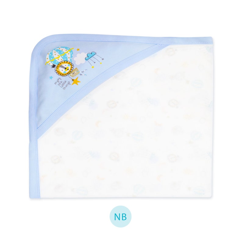 Boys Cotton Stuff Receiving Blanket With Hood, Infant Allergyfree