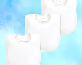New Cotton Stuff Baby Snap-On Bibs 3-Pack (White, 0-3 Months, 100% Cotton)
