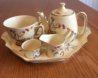 Royal Winton Breakfast China set in lovely floral pattern. Complete 7-piece set perfect for the collector.  Cute tea set for one!