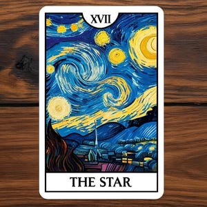 Adesivo de Carta de Tarô A Estrela | Noite Estrelada de Van Gogh