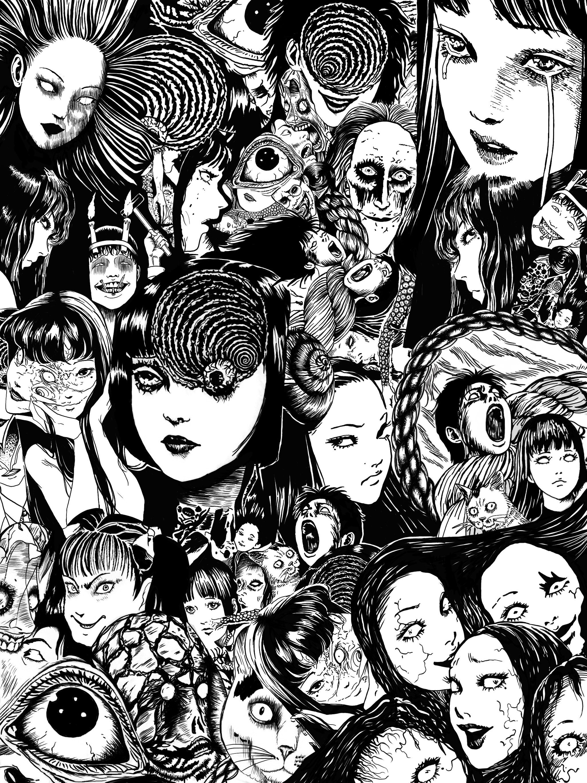 manga panel in the style of Junji Ito, Midjourney