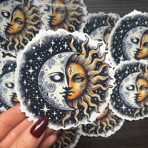 Celestial Sun Moon Sticker Vinyl Decal Astrology Tarot Sticker