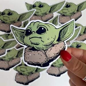 Baby Yoda/Grogu Sticker | Vinyl Decal | Waterproof | 4&quot; x 2.5&quot;