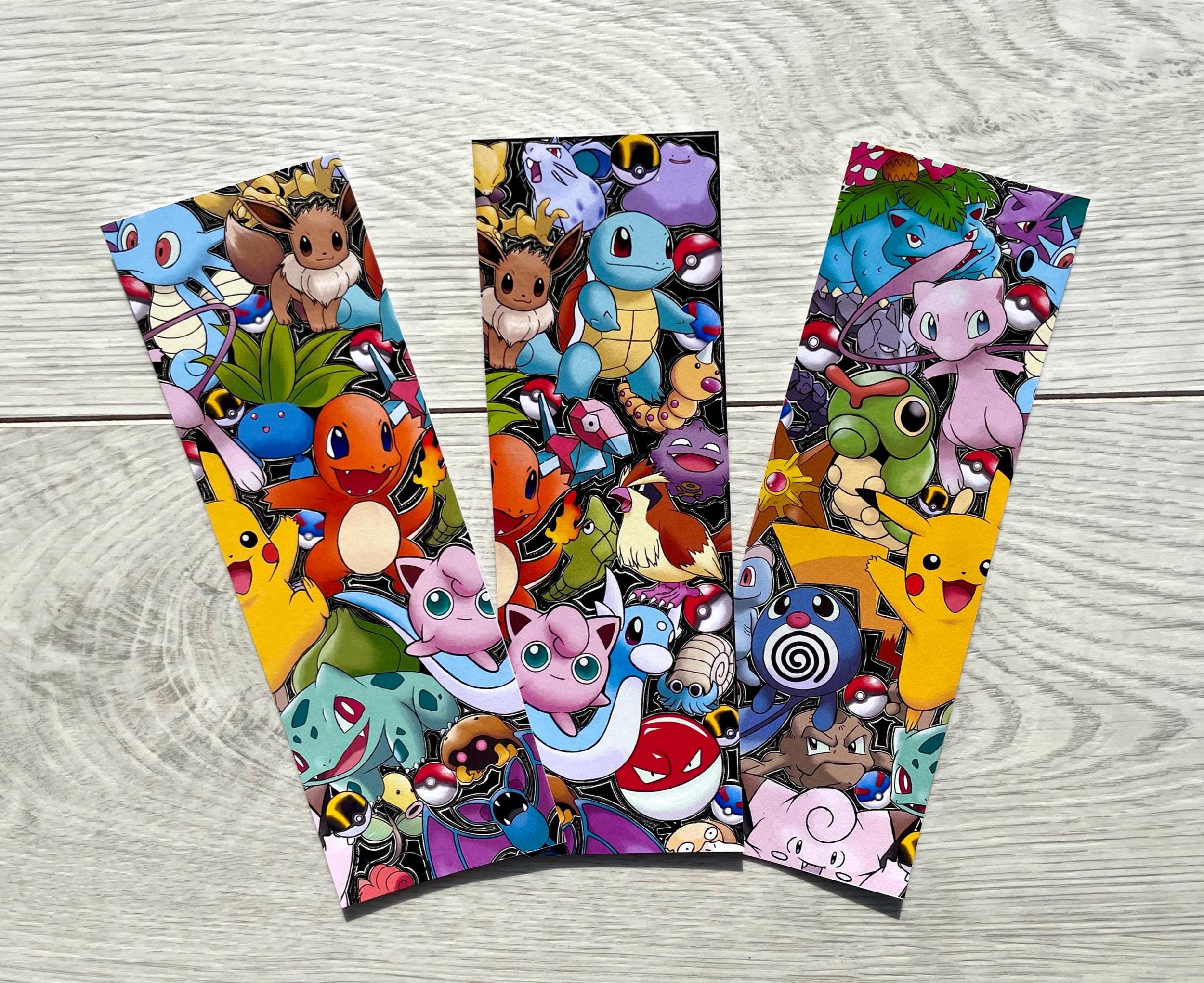 Set of 3 Pokémon Art Bookmarks – Double-Sided, Vibrant Kanto-Inspired Designs - Collectible