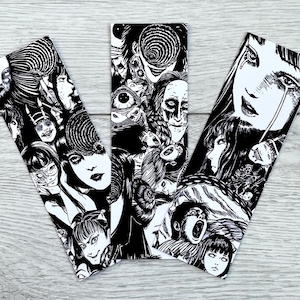 Marcapáginas de terror japonés: Hechos a mano, doble cara, acabado mate.
