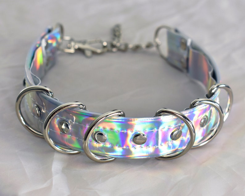 Deluxe Silver Holographic Faux Leather Choker