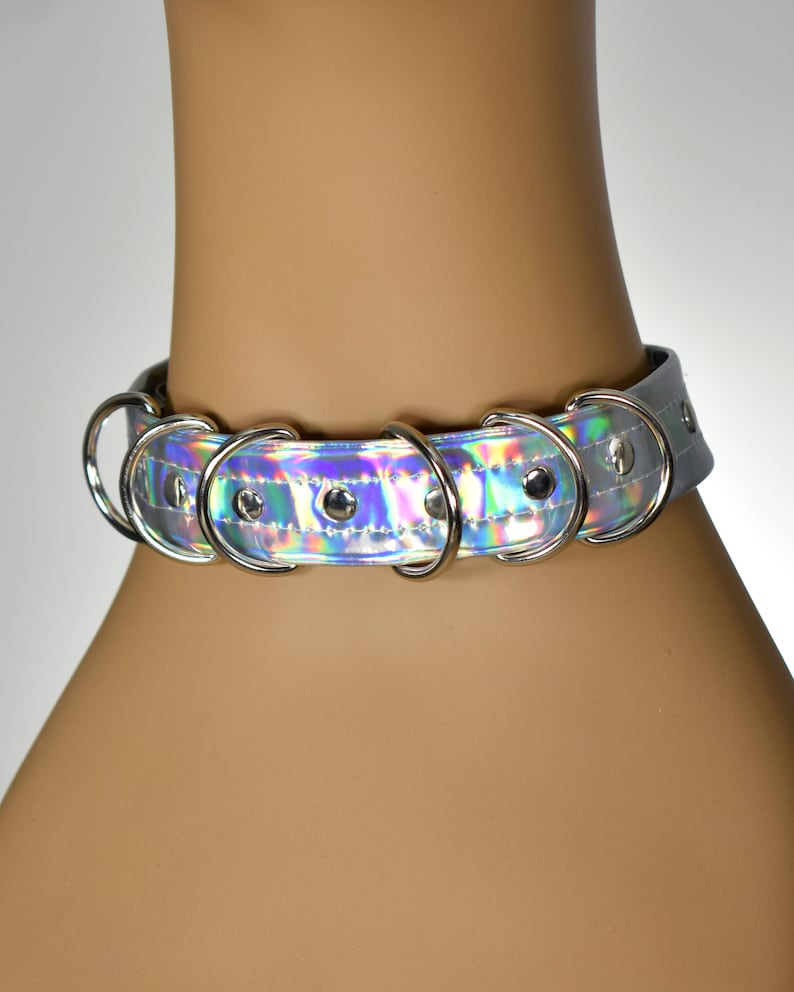 Deluxe Silver Holographic Faux Leather Choker