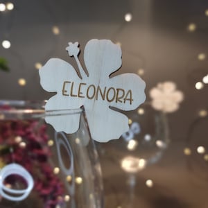 Biglietti da visita in legno personalizzati per vetro - Fiore - Decorazioni da tavola tagliate e incise al laser per matrimoni, anniversari, feste, altri eventi