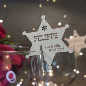 Personalized Wooden Name Cards for Glass - Star - Laser Cut and Engraved Table Decor for Weddings, Anniversary, Parties, Other Events