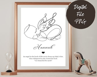 Personalized Angel Baby, Infant Loss, Miscarriage Memorial Print, Digital Download