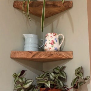 Rustic Set Of 3 Corner shelf Scaffold Chunky Shelf x 3