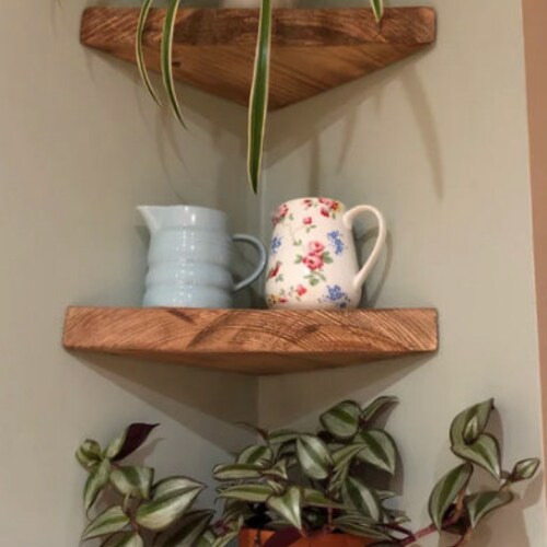 Set of 3 Small Corner Shelves Chunky Reclaimed Wood Rustic Etsy UK