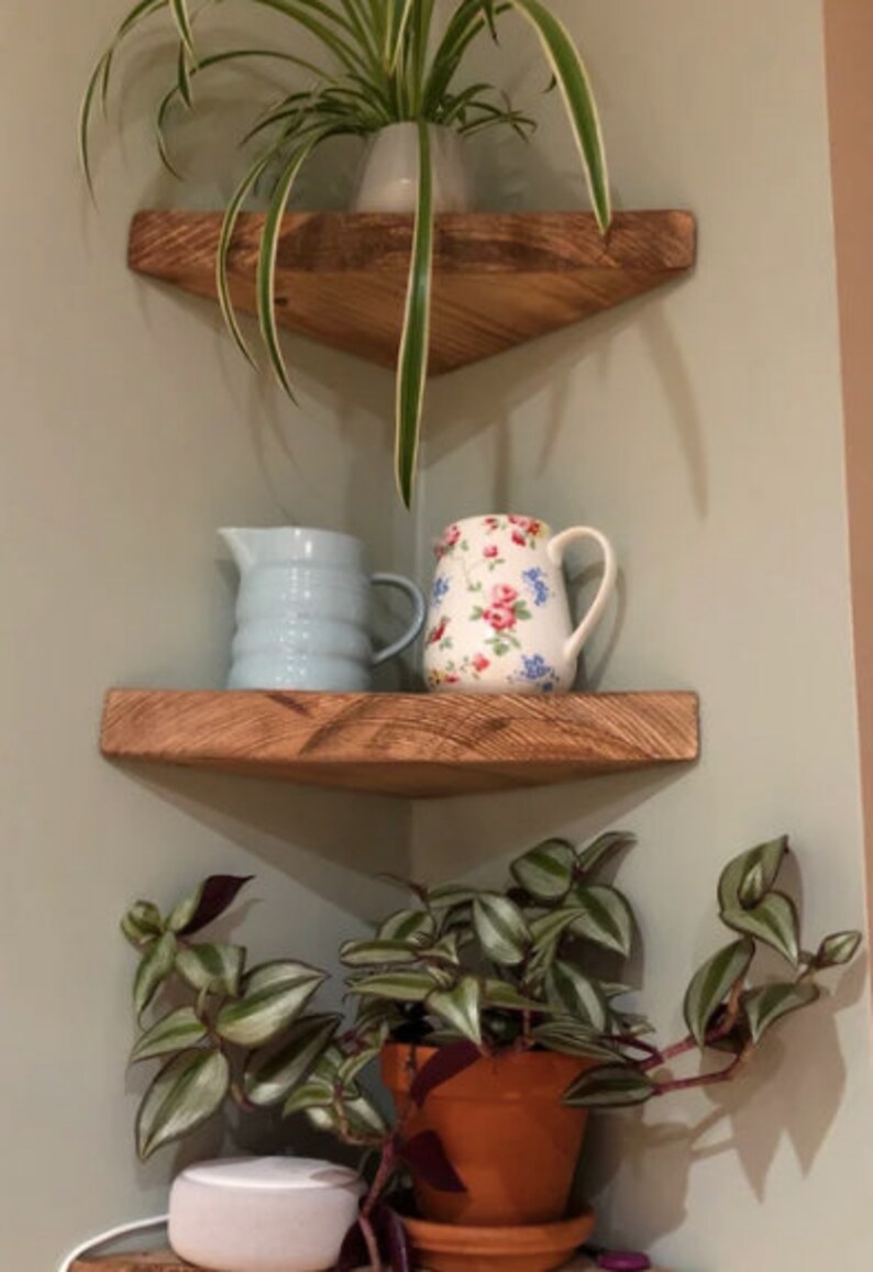 Rustic Set Of 3 Corner shelf Scaffold Chunky Shelf x 3 