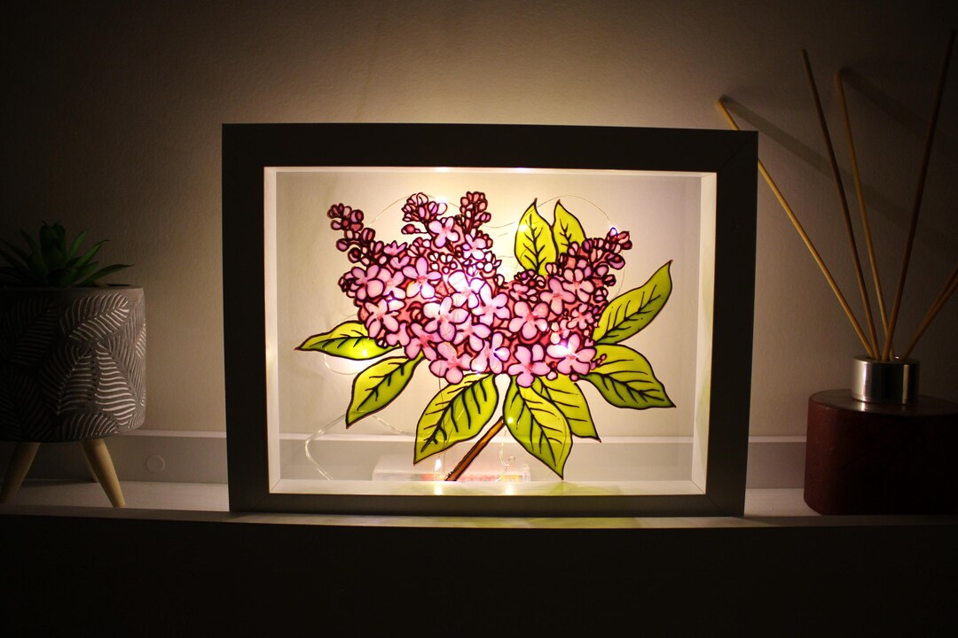 Hand Painted Glass Wall Art Decor / Suncatcher, Stained Glass, Lilac ...