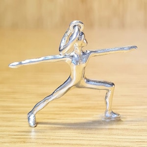YOGA NECKLACE Sterling Silver - Handcrafted - Yoga Pendant - Yoga lover charm - Asana Warrior pose - Yogi handcrafted - Silver Yoga Pendant
