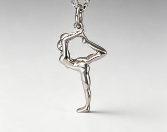 YOGA Necklace Sterling Silver, Lord of the Dance Pendant, Natarajasana Yoga Jewelry, Handmade Yogi Gift, Yoga Lover