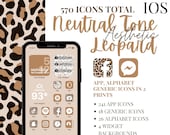 iOS Neutral Tone Leopard Aesthetic iPhone Pack; 570 Icons, 4 Widget Pics, 4 Wallpapers; 5 FREE custom icons