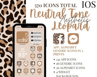 iOS Neutral Tone Leopard Aesthetic iPhone Pack; 570 Icons, 4 Widget Pics, 4 Wallpapers; 5 FREE custom icons