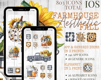 Farmhaus Herbst iPhone Theme: Kürbis App Icons, Widgets, Wallpapers (Digitaler Download)
