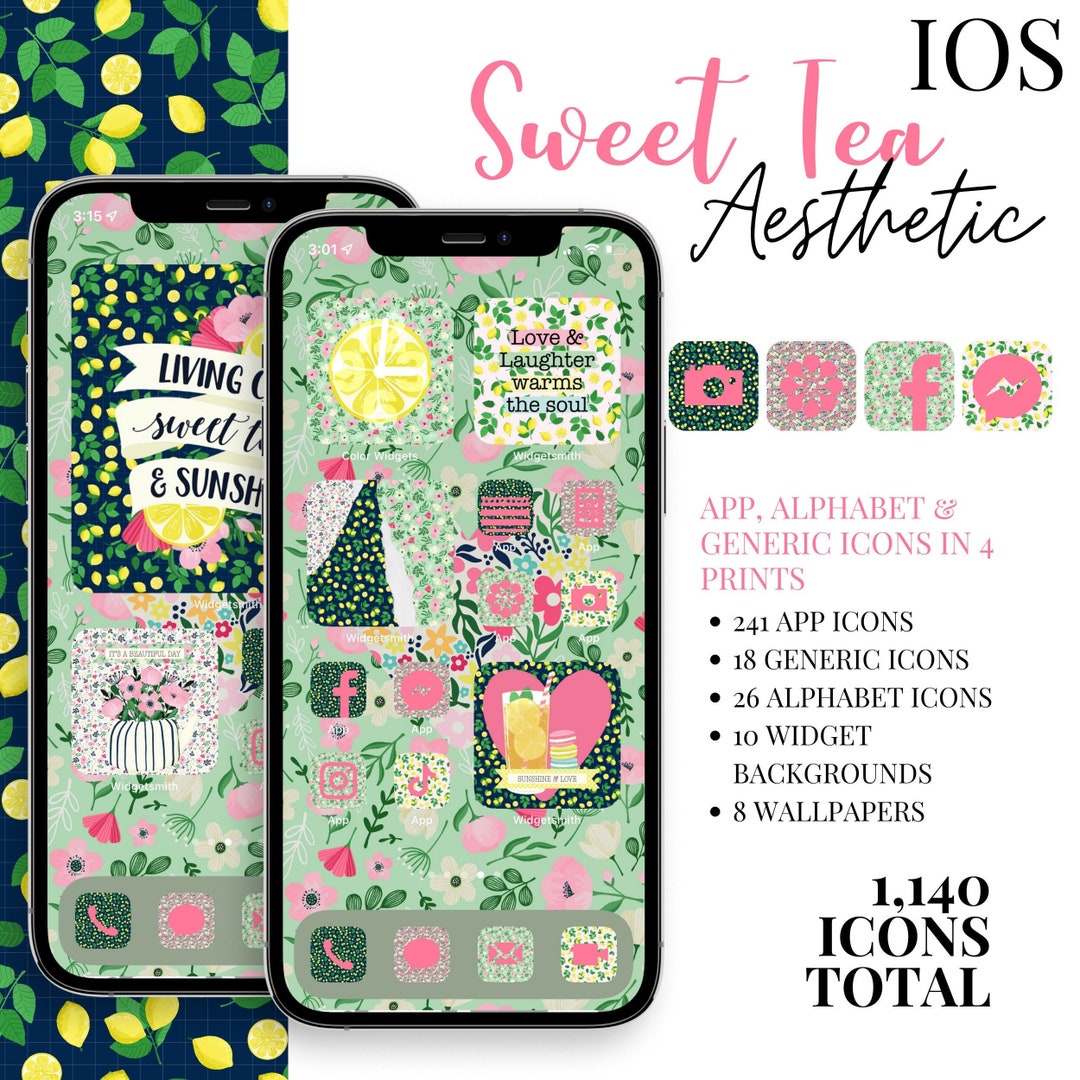 Ios Tea Themes Ios Sweet Tea Aesthetic iPhone Pack, 1,140 App Icons, 10 Widget Quotes ...