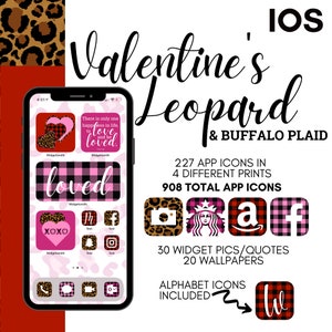iPhone-pictogrampakket met luipaardprint en buffelruit (digitale download)