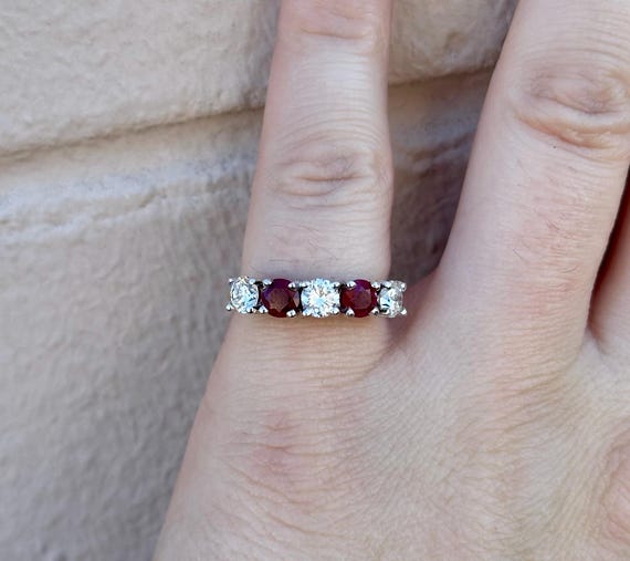 Round Ruby Round Diamond Stacking Stackable Band … - image 8