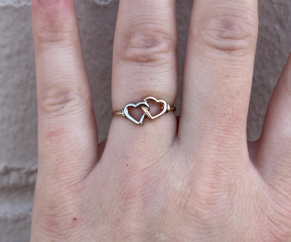Tri-Color Intertwined double open heart 10k Yello… - image 5