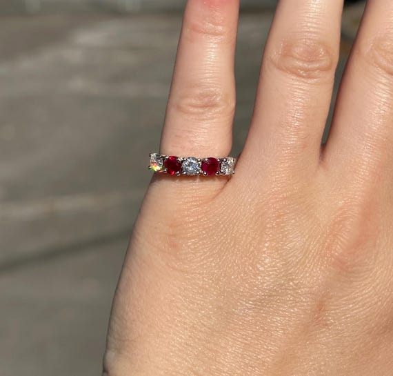 Round Ruby Round Diamond Stacking Stackable Band … - image 2