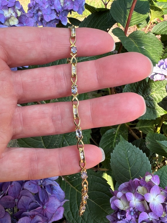 Vintage Estate 10k Gold Bracelet with Diamonds an… - image 5
