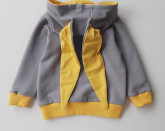 Choose ANY COLOR! Hoodie Bunny with Ears, Jumper Rabbit with ears, Animal hoodie toddler, Solid color hoodie child 2 3 4 5 6 7 1 years