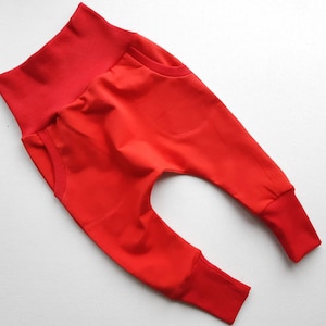 Red Baby Harem Pants, Red Baby Sweatpants, Christmas Red Toddler Pants, Solid color unisex pants,