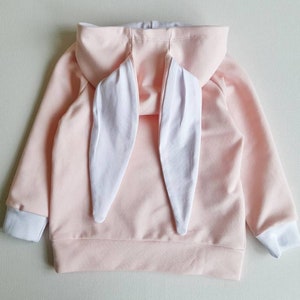 Choose ANY COLOR! Pink Baby Bunny Hoodie with Ears / Girl Animal Hoodie Toddler / Solid Color Bunny Hoodie