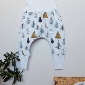 READY to SHIP! 92 EU size White harem pants with trees kids, Baby Harem style sweatpants, White unisex pants Christmas trees