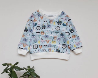 Baby jumper and Pants SET,  Sweatshirt with BOHO animals, Hoodie and pants set baby indians animals