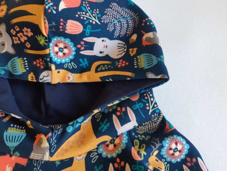 squirrels 2 3 4 5 1 years Gorgeous navy hoodie with forest animals and Pants SET Baby hoodie with birds trees owls foxes