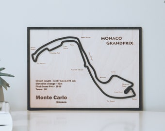 Monaco F1 circuit, Circuit de Monaco , F1 track, F1 callendar, Race track gift Wall decor, Gift Birthday Christmas Present