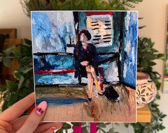 Fleabag oil pastel print, handmade abstract artwork, unique tv show art poster