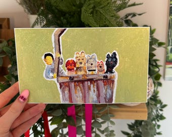 Isle of Dogs oil pastel print, handmade abstract artwork, unique movie art poster