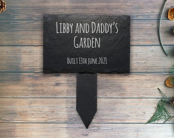 Personalised Engraved Slate Garden Sign, Handmade Plant Marker
