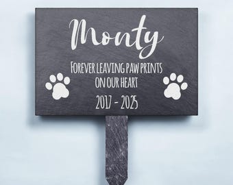 Engraved Slate Pet Memorial Plaque: Handmade Garden Grave Marker