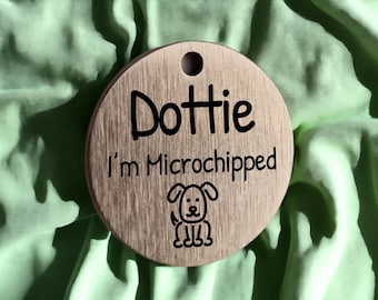 Engraved Brass Pet Tag: Custom Dog ID, Cat ID (25mm/30mm)