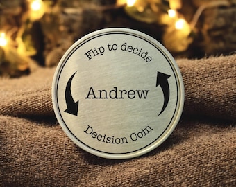 Engraved Brass Decision Coin: Personalized Couples Gift