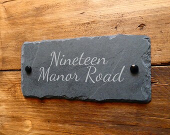 Personalized Reclaimed Slate Address Sign: Engraved Rustic Home Decor