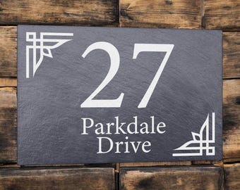 Personalized Reclaimed Slate House Number Sign: Rustic Address Plaque