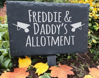 Custom Cut Slate Garden Sign: Personalized Engraved Slate