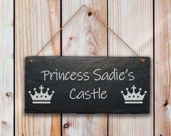 Engraved Slate Children's Bedroom Sign: Custom Hanging Sign