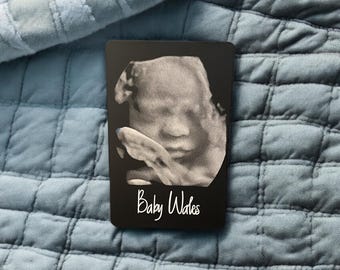 Personalised Baby Scan Wallet Card | Engraved Metal Ultrasound | Custom Baby Scan | Baby Announcement
