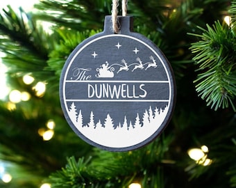 Personalised Christmas Decoration, Engraved Family Christmas Tree Ornament, Custom Name Decor